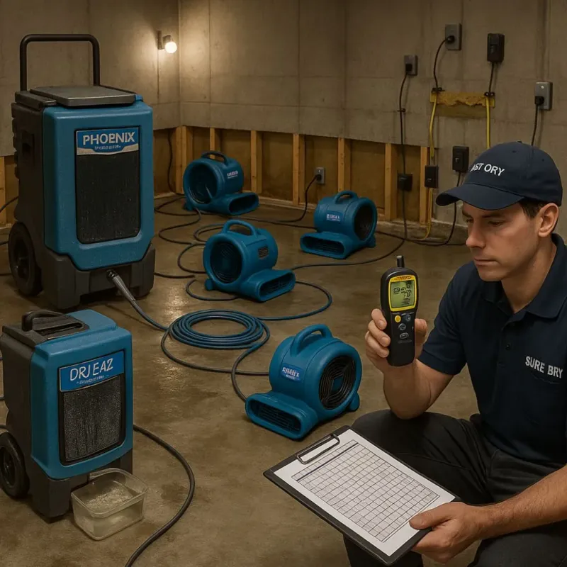 Structural Drying and Dehumidification process in Kinsley, KS